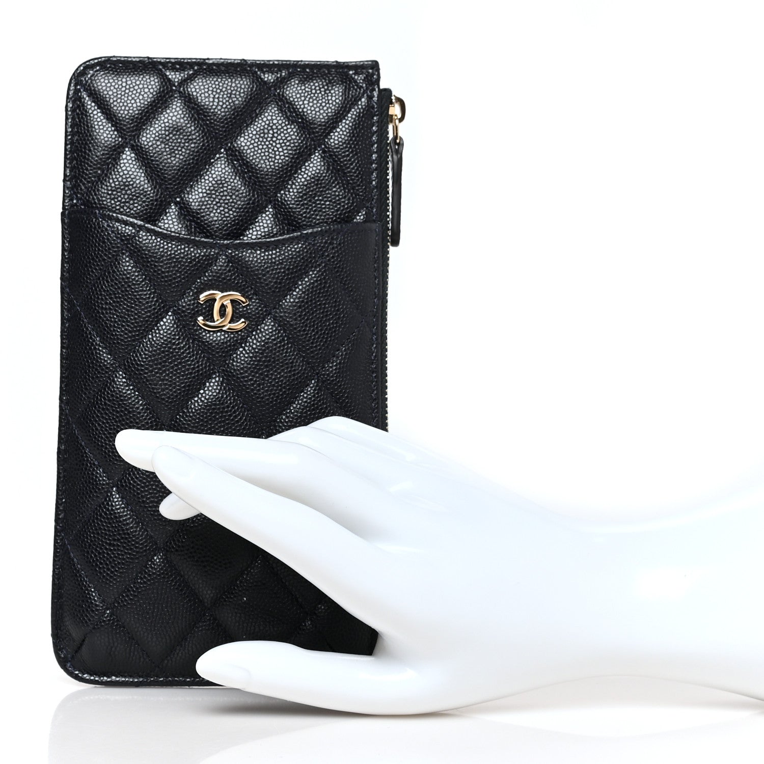 Chanel Caviar Quilted Classic Flat Wallet Pouch Black 2 of 9