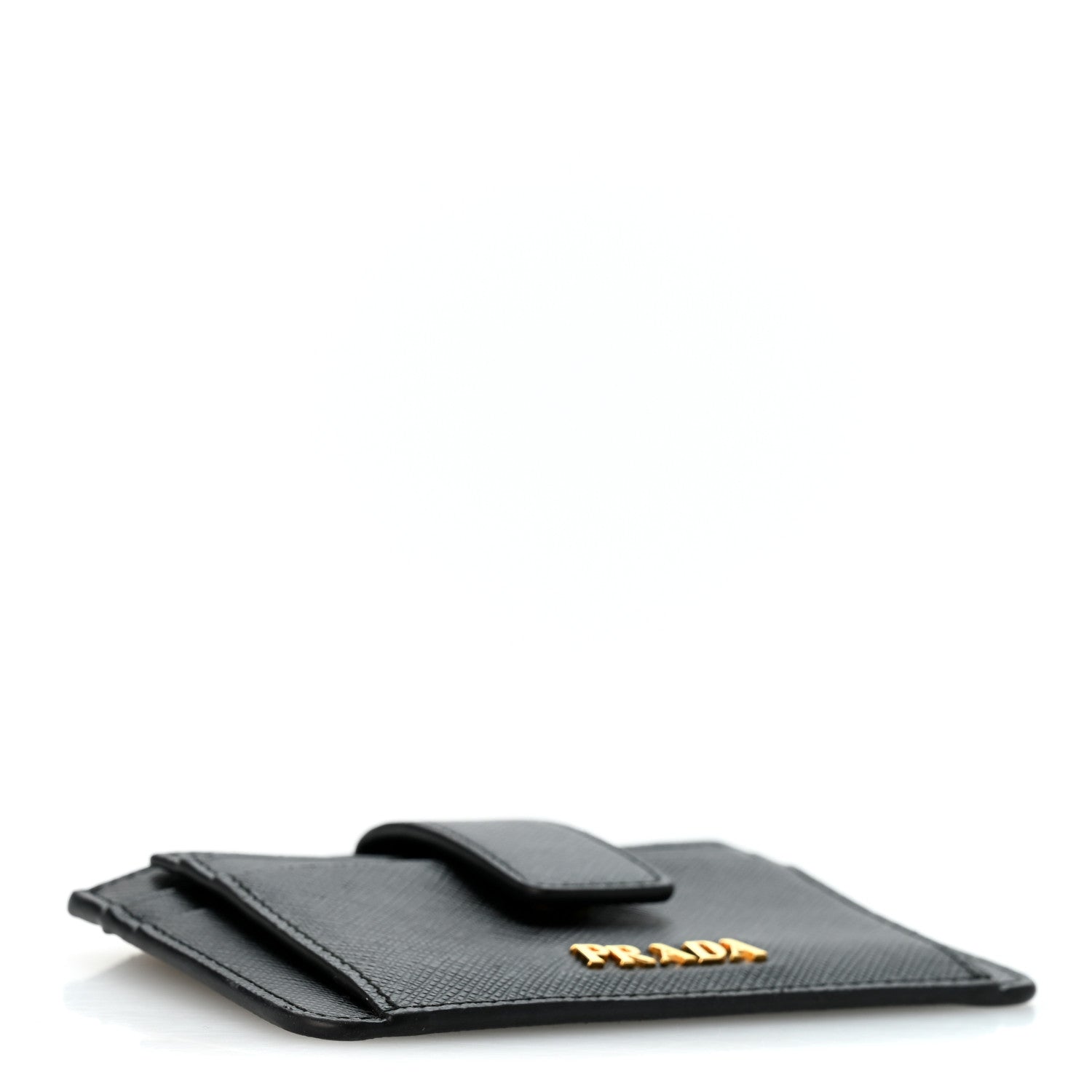 Prada Saffiano Metal Coin Case Card Holder Black 4 of 9