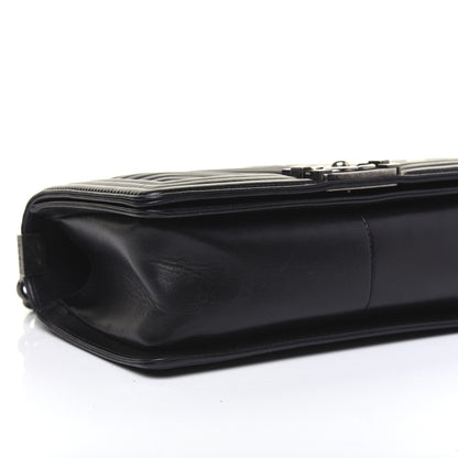 Chanel Lambskin Pleated Medium Boy Flap Black 6 of 16