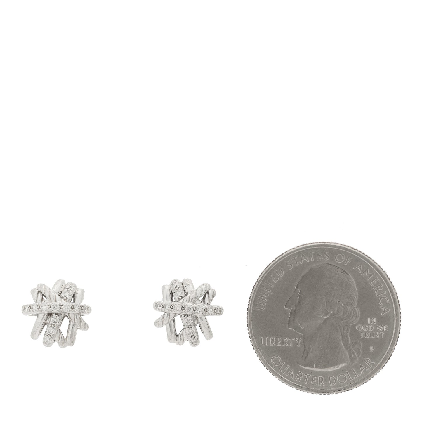 Sterling Silver Diamond 11mm Crossover Earrings
