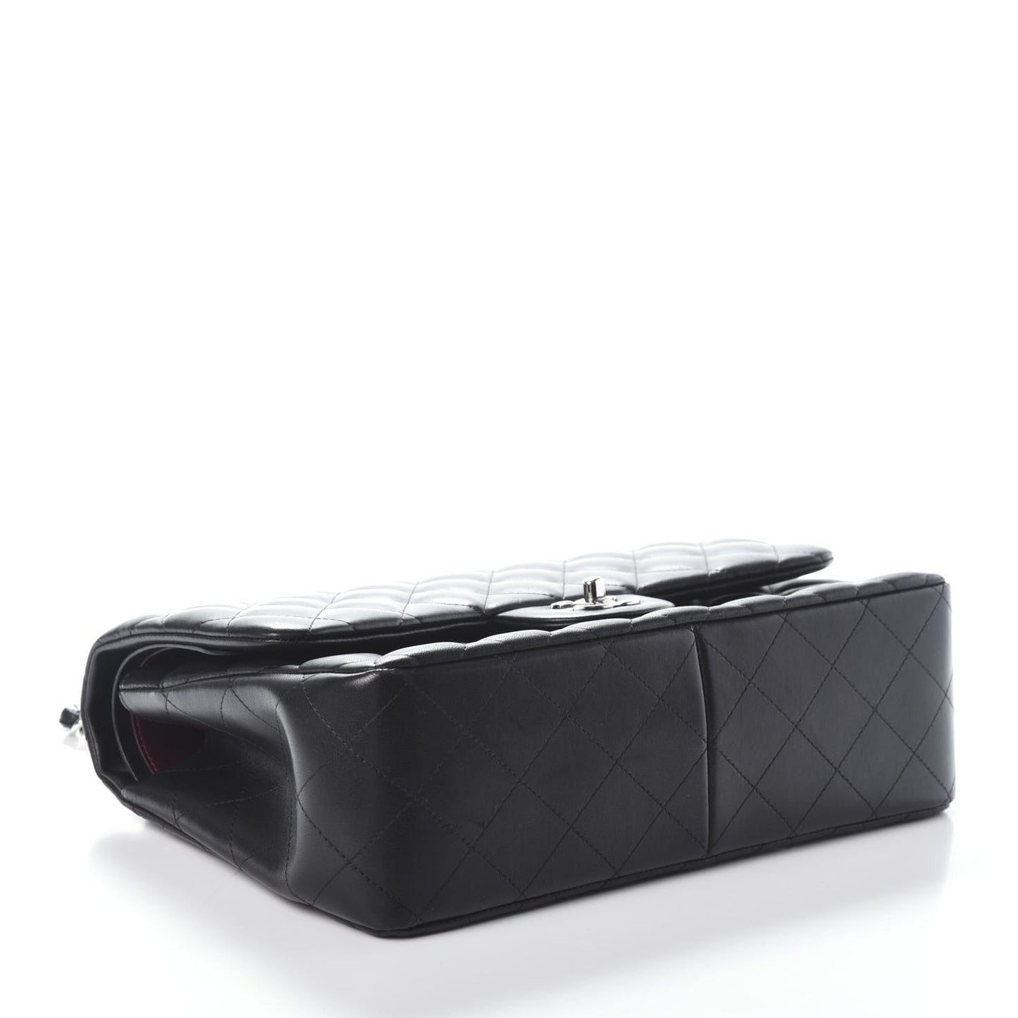 Lambskin Quilted Jumbo Double Flap Black