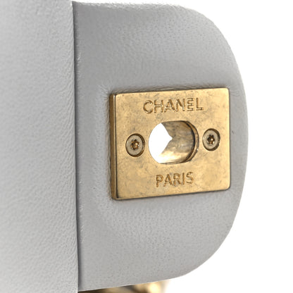 Chanel Shiny Lambskin Quilted Mini Sweetheart Flap Light Grey 7 of 11