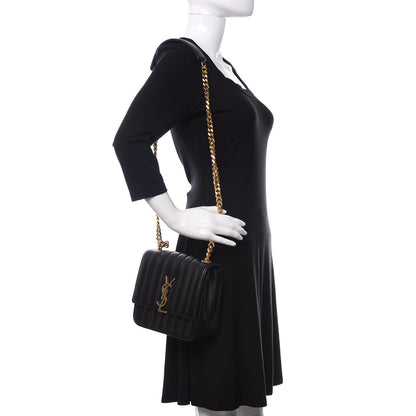 Saint Laurent Lambskin Matelasse Monogram Medium Vicky Chain Bag Black 2 of 10