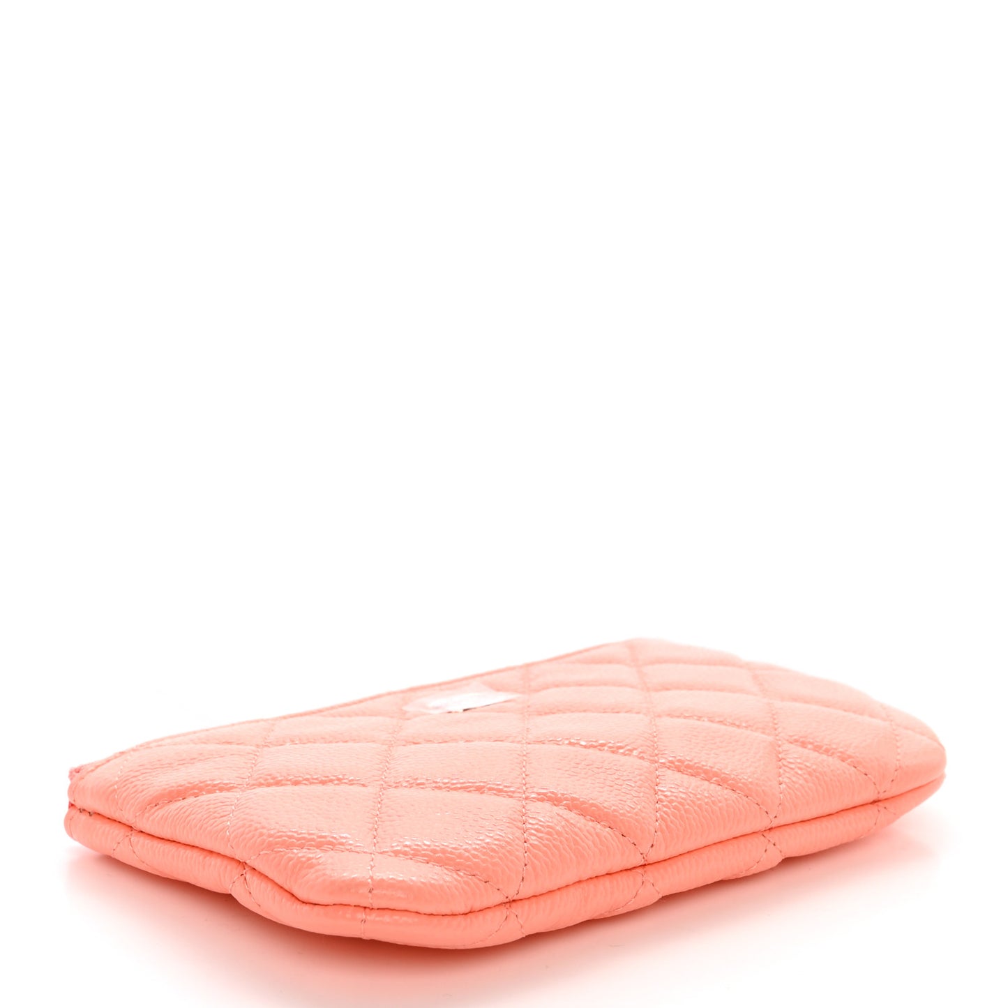 Caviar Quilted Small Cosmetic Case Coral