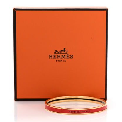 Hermes Enamel Extra Narrow Uni Bracelet 62 Rouge Jumping 6 of 6