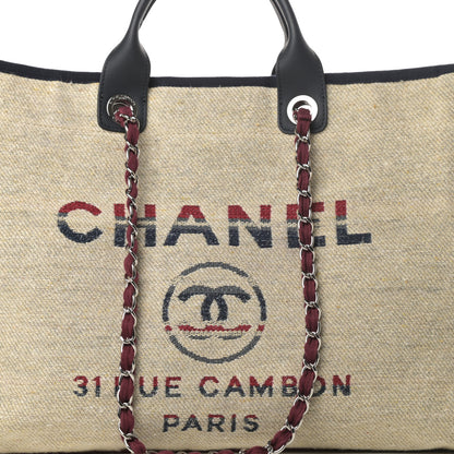 Chanel Striped Canvas Large Deauville Tote Beige 8 of 14