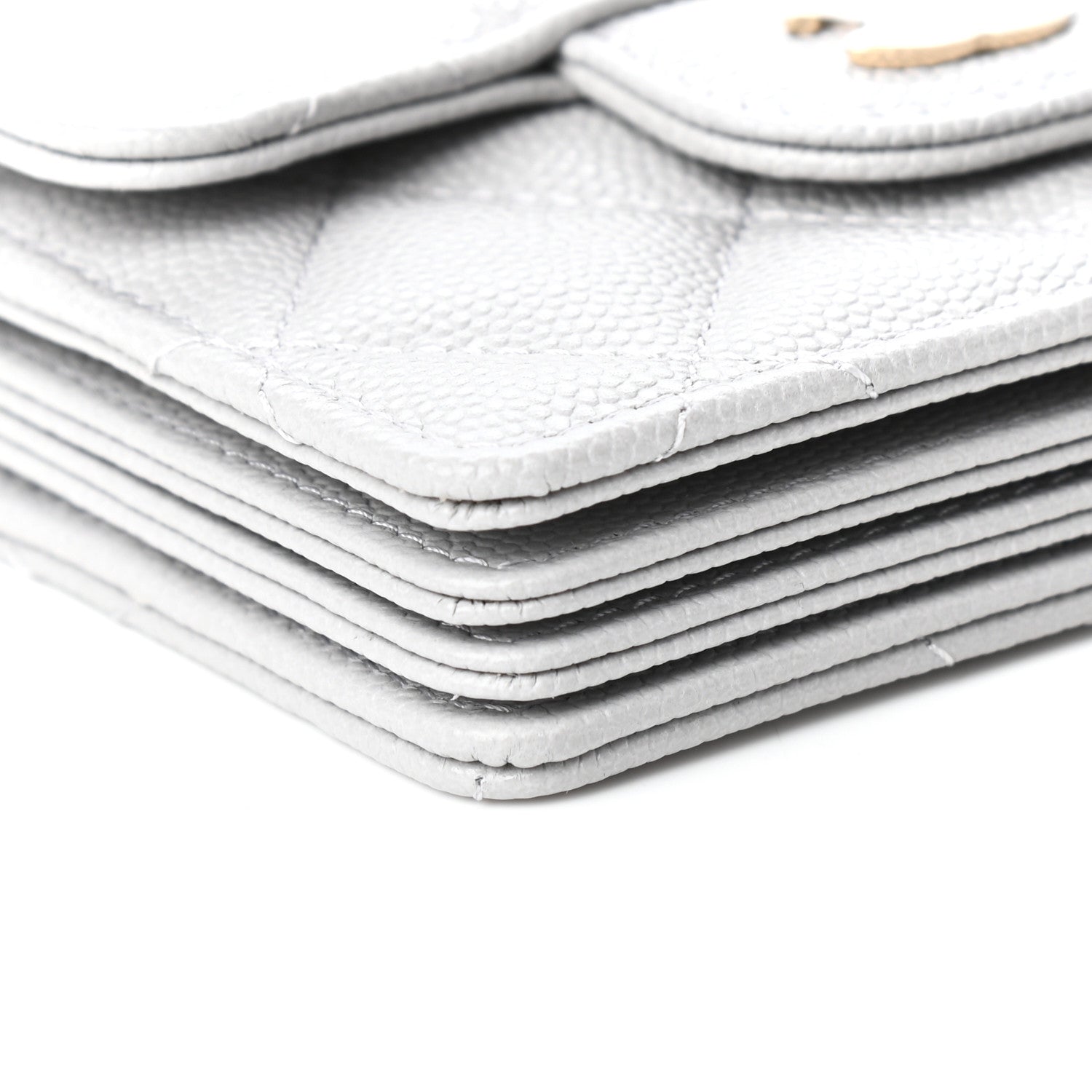 Chanel Caviar Quilted Flap Card Holder On Chain Grey 8 of 10