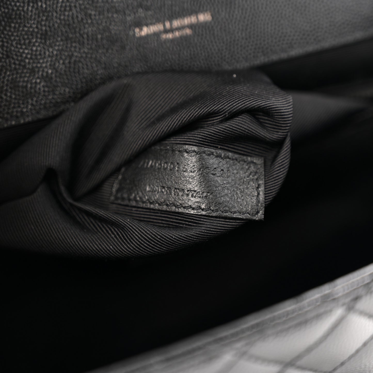Grain De Poudre Textured Mixed Matelasse Large Triquilt Monogram Monochrome Satchel Black
