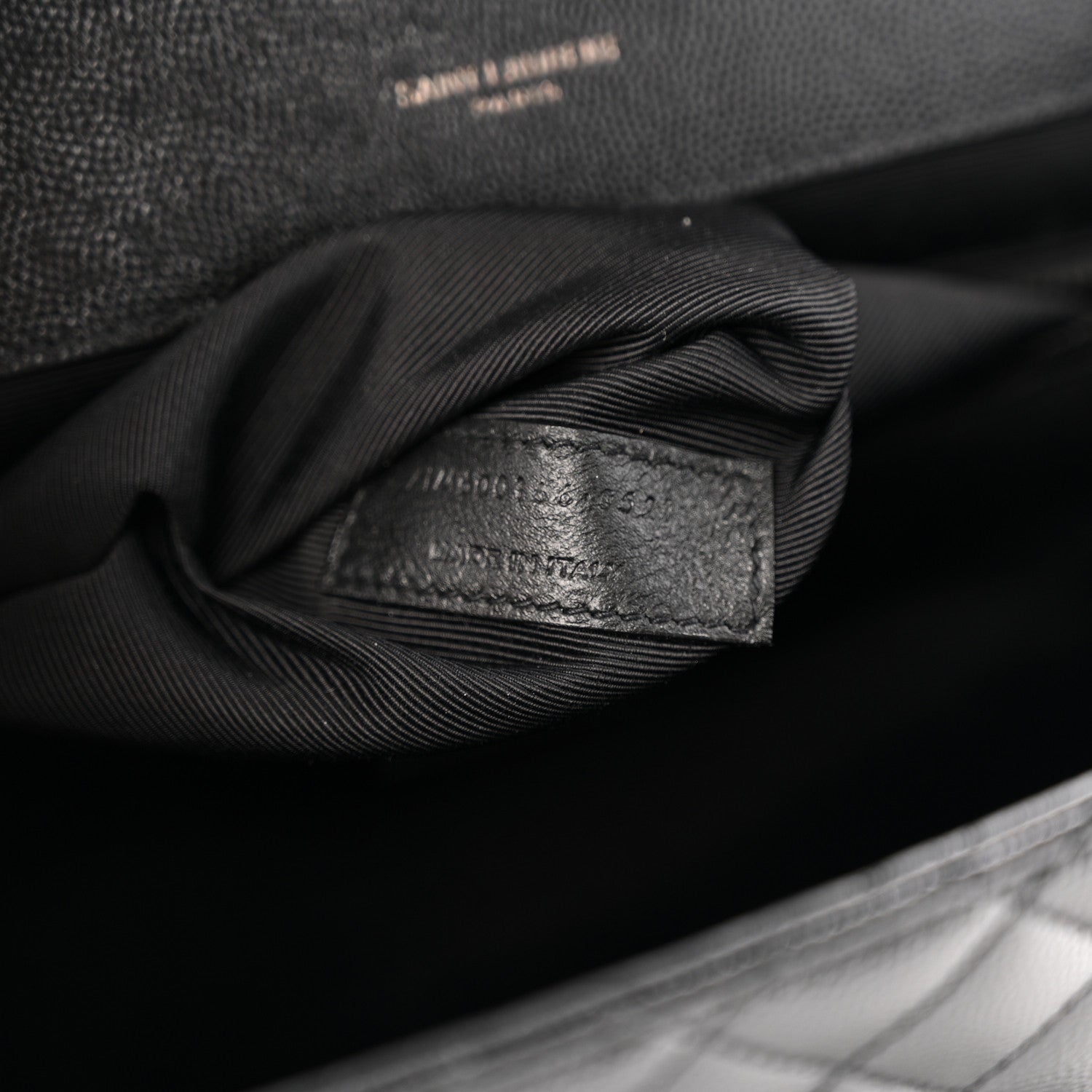Saint Laurent Grain De Poudre Textured Mixed Matelasse Large Triquilt Monogram Monochrome Satchel Black 7 of 13