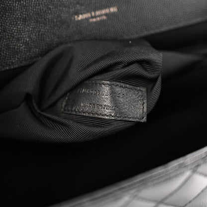 Saint Laurent Grain De Poudre Textured Mixed Matelasse Large Triquilt Monogram Monochrome Satchel Black 7 of 13