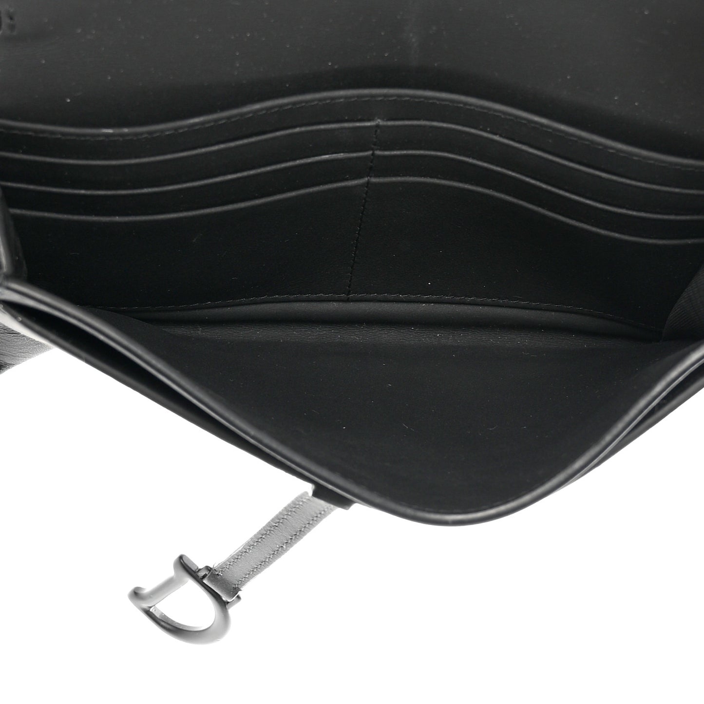 Ultra Matte Calfskin Saddle Chain Wallet Pouch Black