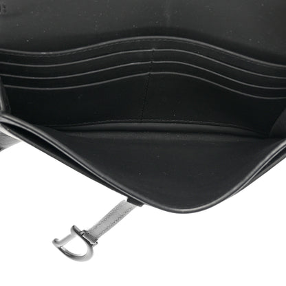 Christian Dior Ultra Matte Calfskin Saddle Chain Wallet Pouch Black 7 of 16