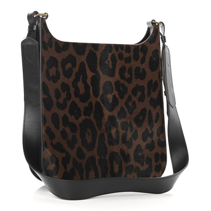 Tom Ford Calfskin Calf Hair Leopard Print Medium T Twist Tote Dark Whisky Black 3 of 10