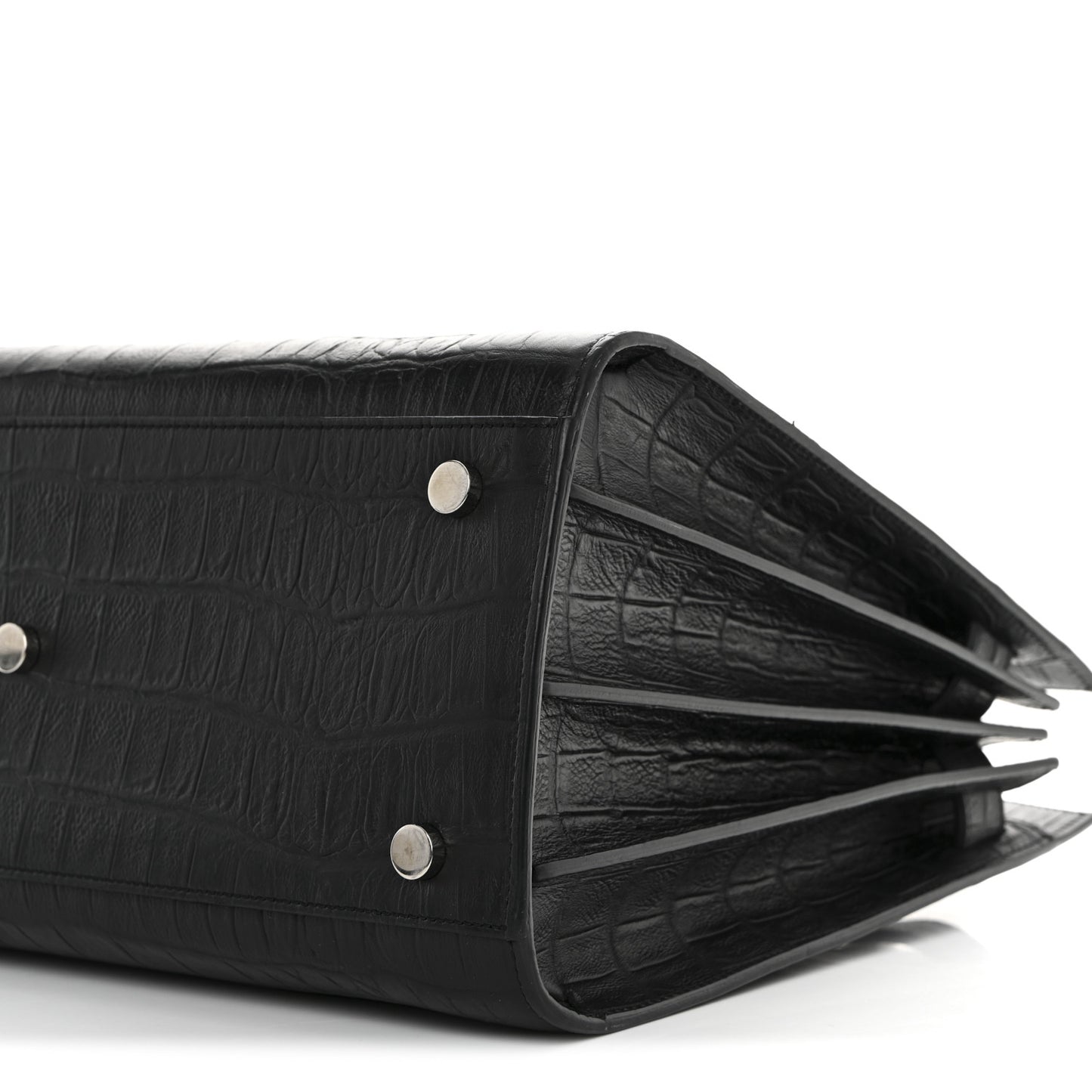 Calfskin Crocodile Embossed Small Sac de Jour Black