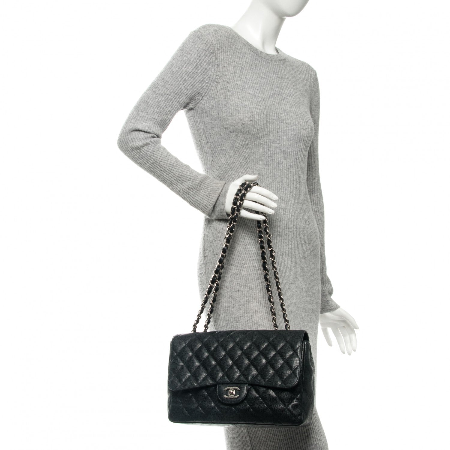 Chanel Caviar Quilted Jumbo Single Flap Black 2 of 7
