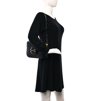 Gucci Textured Calfskin Horsebit 1955 Shoulder Bag Black 2 of 9