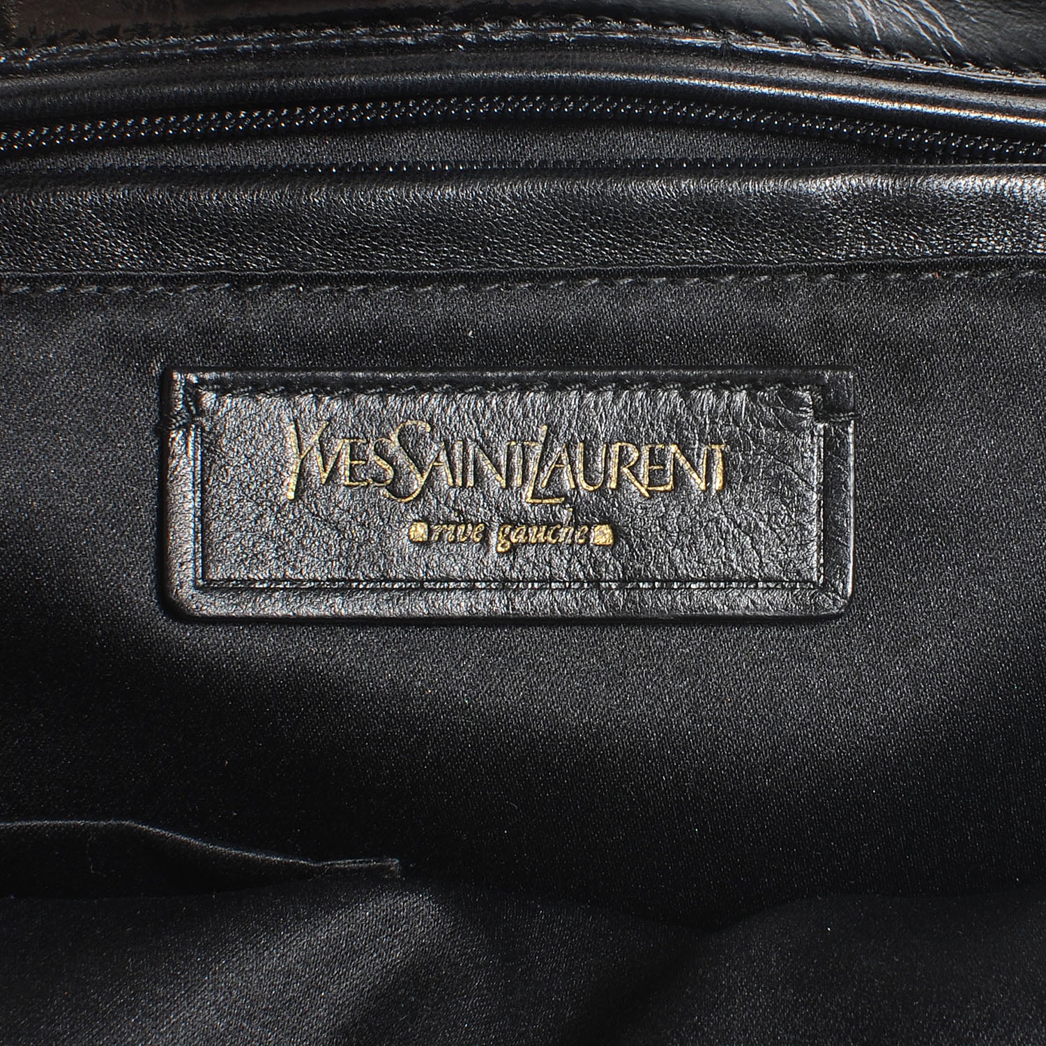 Saint Laurent Patent Crocodile Embossed Tribute Tote Black 6 of 7