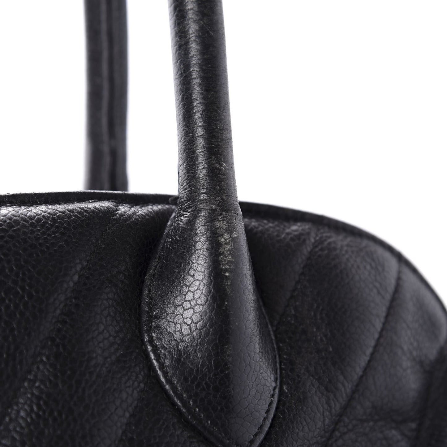 Caviar Chevron Top Handle Bag Black