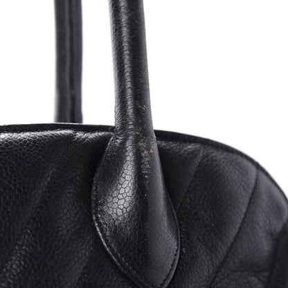 Chanel Caviar Chevron Top Handle Bag Black 11 of 17