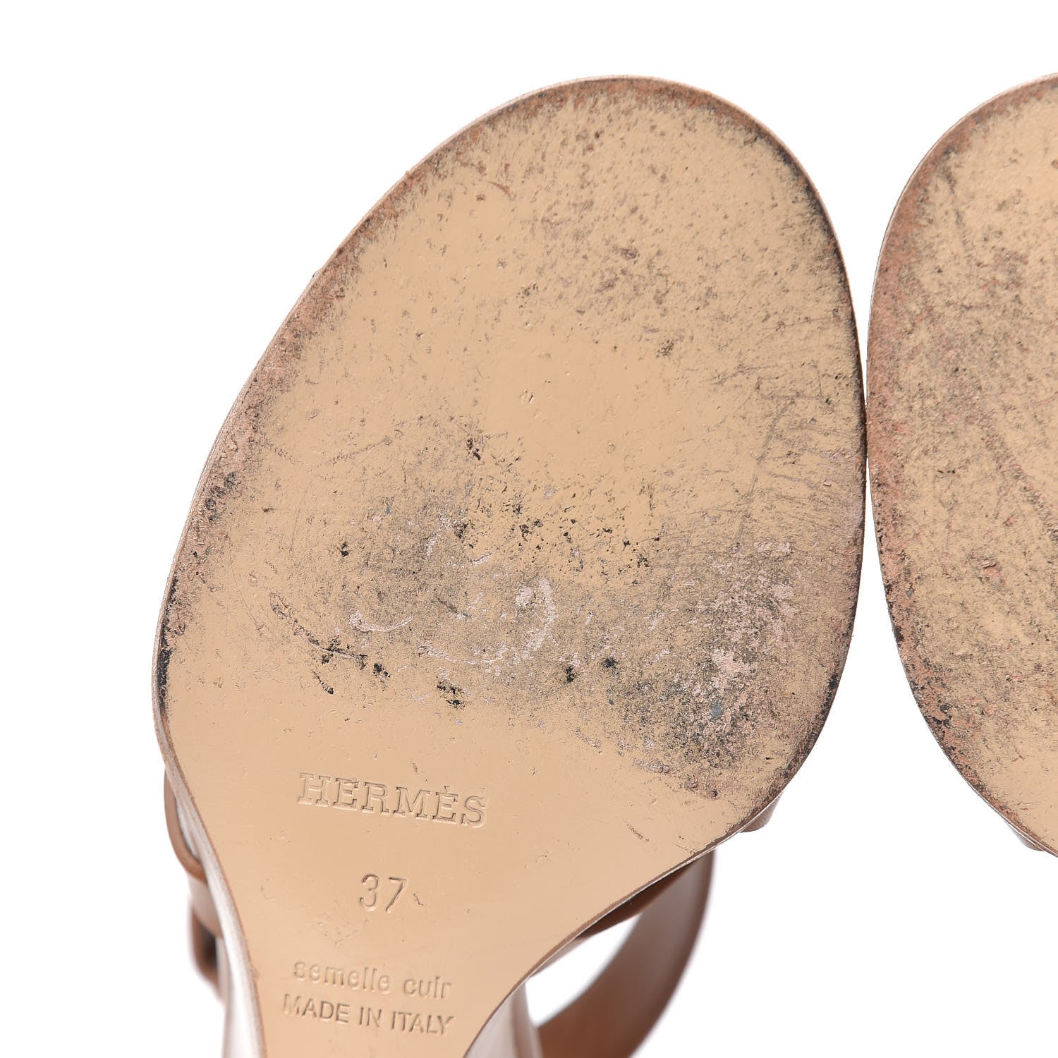 Hermes Calfskin Merryl Wedge Sandals 37 Naturel 11 of 15