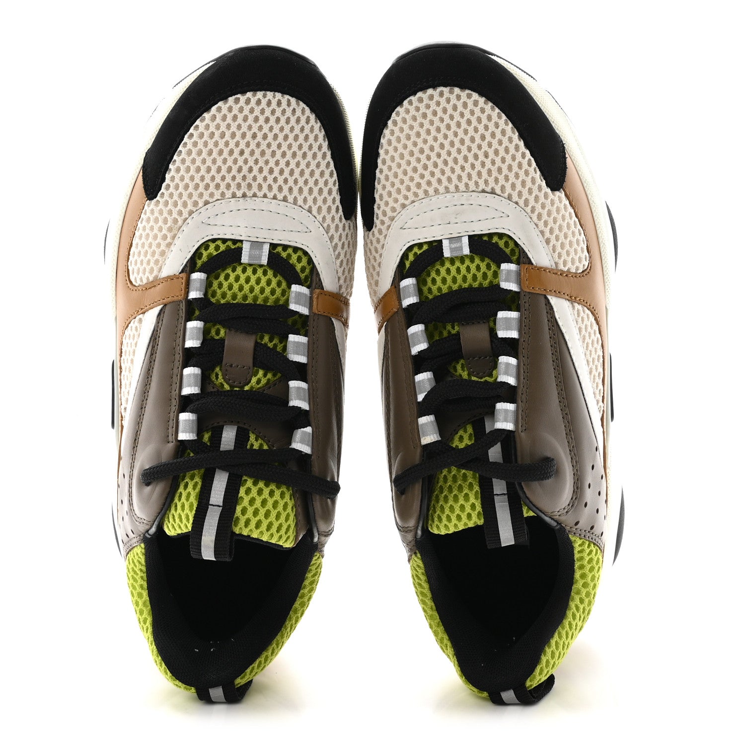 Christian Dior Technical Mesh Calfskin Mens B22 Sneakers 38 Brown Green 2 of 9
