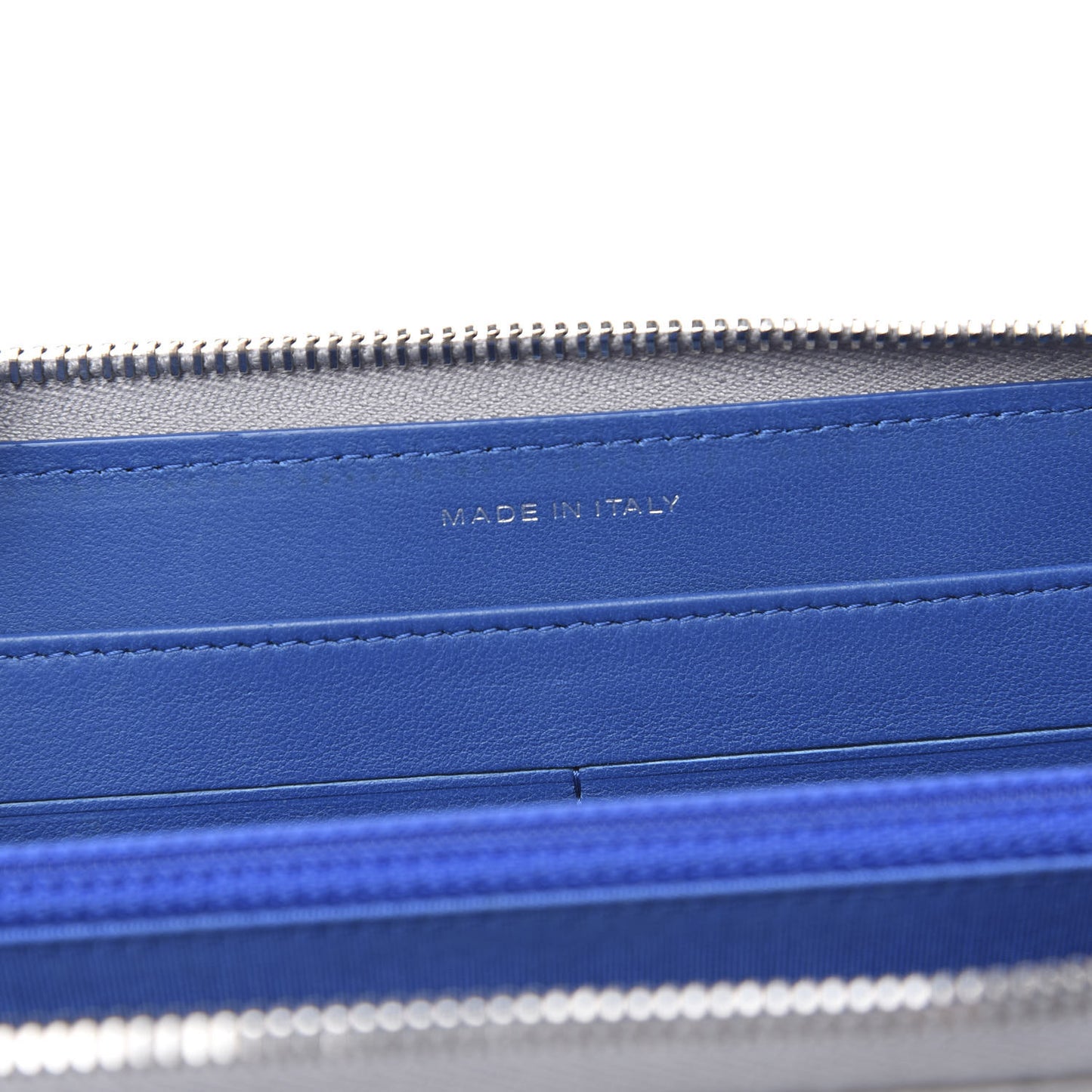 Metallic Lambskin Quilted Large Gusset Zip Around Wallet Silver Multicolor