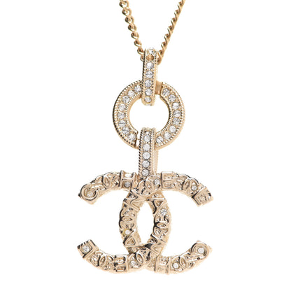 Chanel Crystal CC Logo Pendant Necklace Gold 4 of 6
