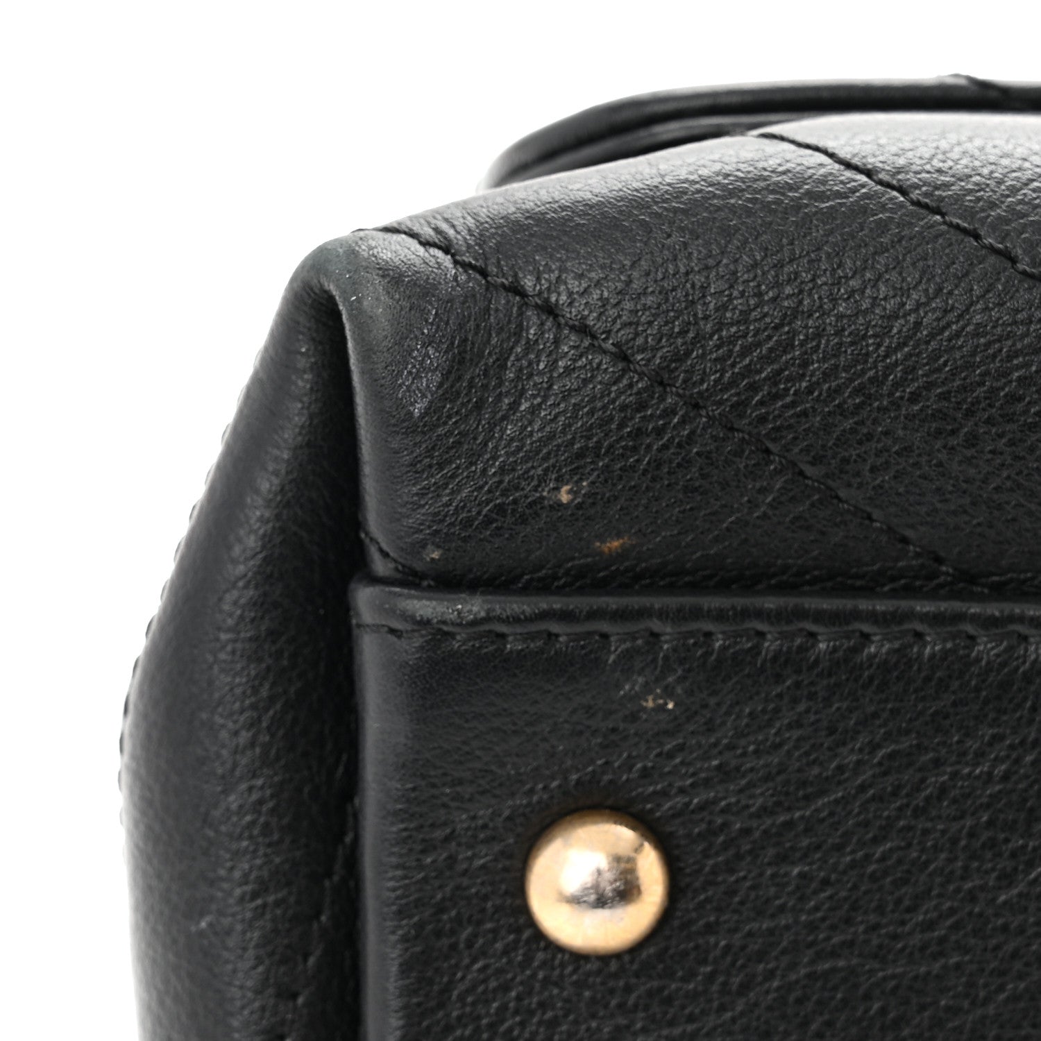Chanel Grained Calfskin Elaphe Stitched Medium Chevron Chic Top Handle Flap Black 12 of 12