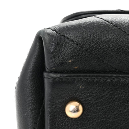 Chanel Grained Calfskin Elaphe Stitched Medium Chevron Chic Top Handle Flap Black 12 of 12