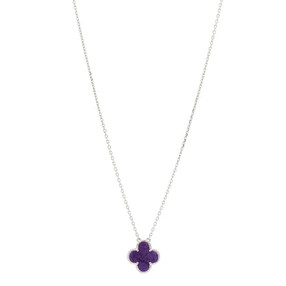 Van Cleef & Arpels 18K White Gold Sugilite Vintage Alhambra Pendant Necklace 1 of 5