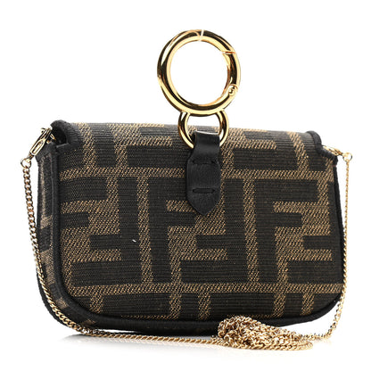 Fendi Fabric Jacquard FF 1974 Nano Baguette Charm Tobacco Moro Black 3 of 10