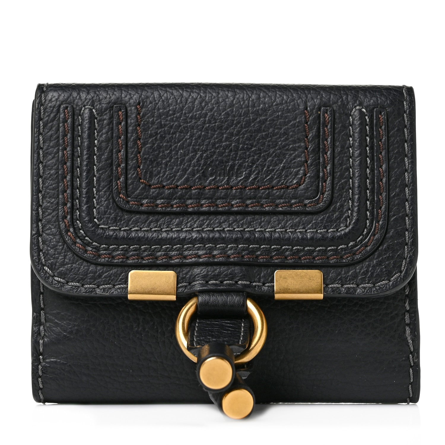 Chloe Grained Calfskin Marcie Square Wallet Black 1 of 10
