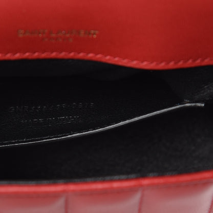 Saint Laurent Lambskin Matelasse Monogram Small Vicky Chain Bag Red 8 of 10