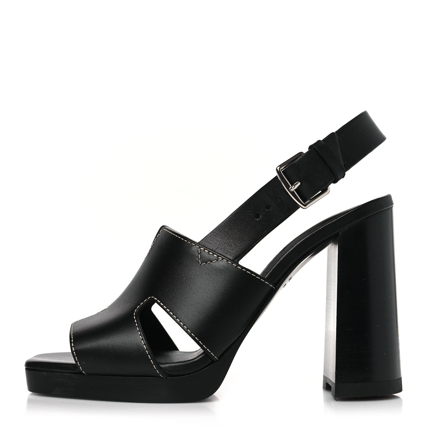 Hermes Calfskin Eris 90 Sandals 37 Black 1 of 8