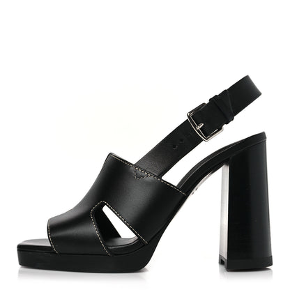 Hermes Calfskin Eris 90 Sandals 37 Black 1 of 8