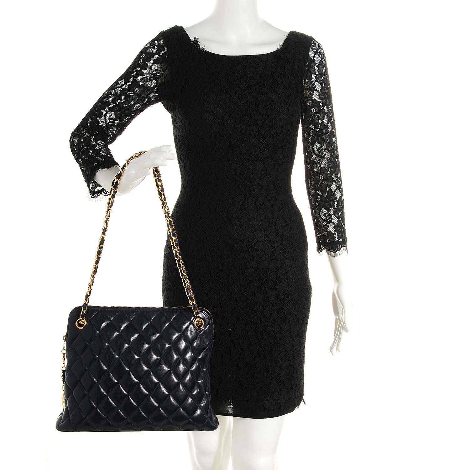 Chanel Lambskin Quilted Shoulder Bag Navy Blue 2 of 8