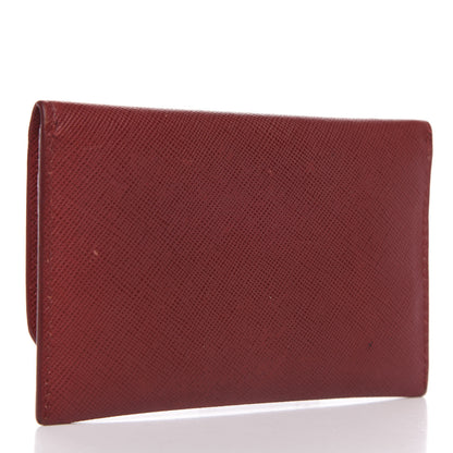 Prada Saffiano Metal Flap Card Holder Rosso 3 of 7