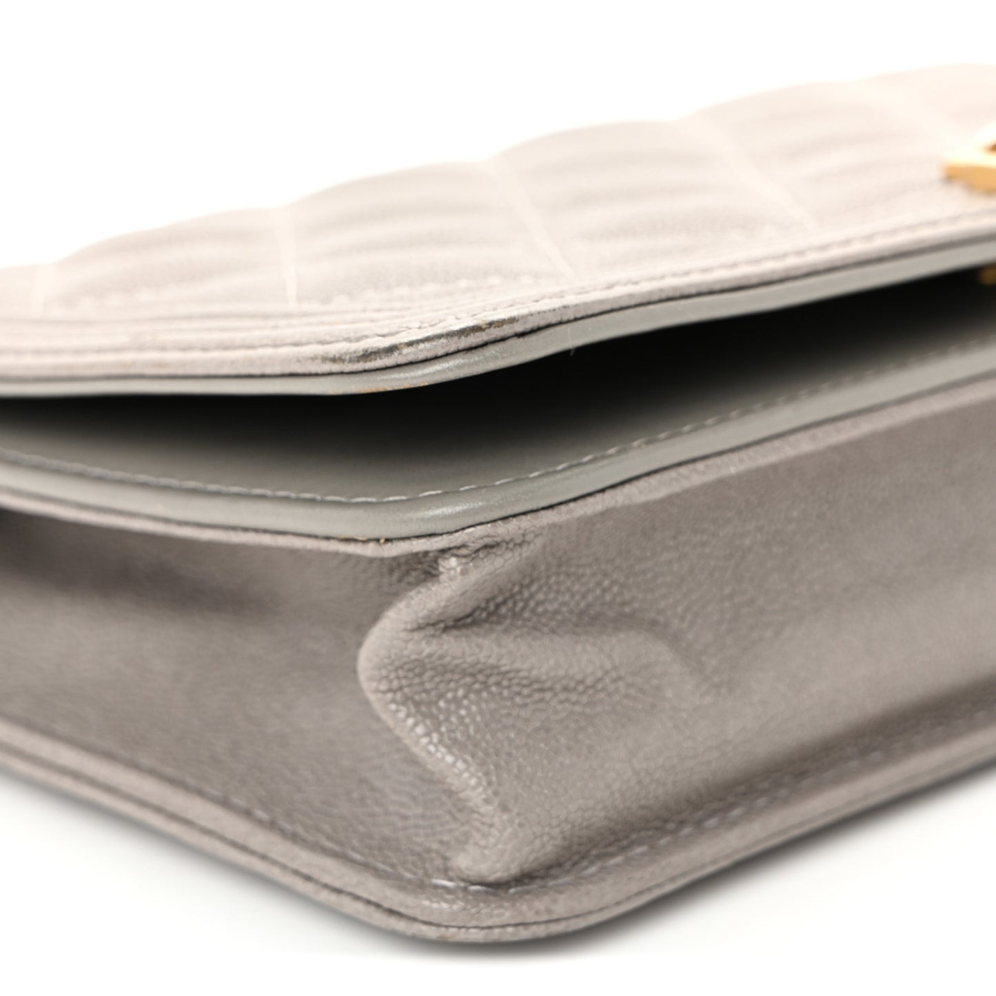 Caviar Quilted Boy Wallet On Chain WOC Grey