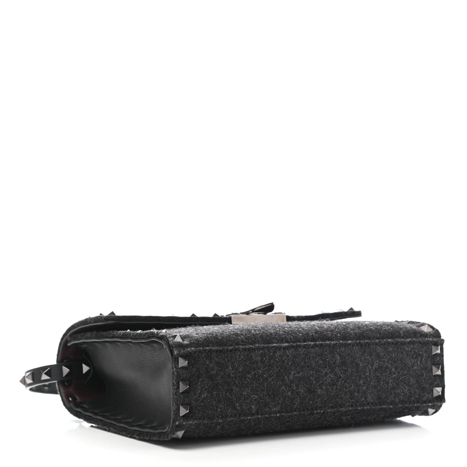Valentino Garavani Wool Calfskin Medium Rockstud Flip Lock Crossbody Bag Black 4 of 9