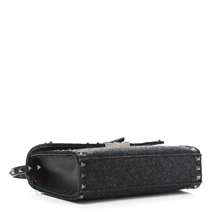 Valentino Garavani Wool Calfskin Medium Rockstud Flip Lock Crossbody Bag Black 4 of 9
