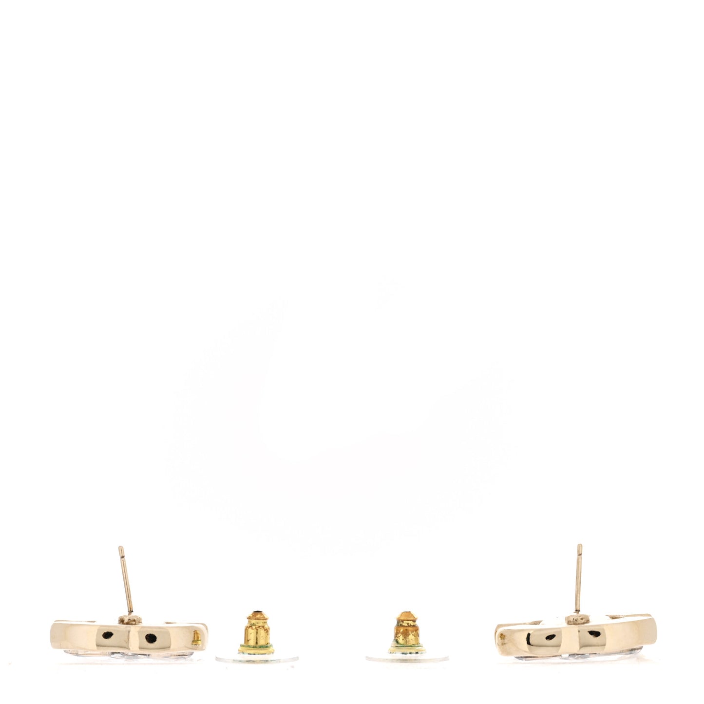 Metal Transparent Enamel CC Earrings Gold