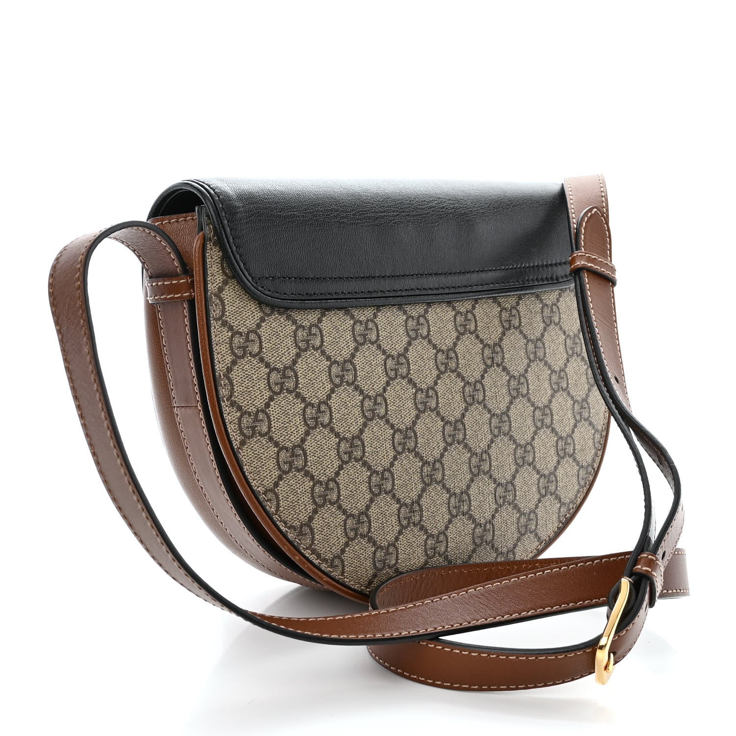 Gucci GG Supreme Monogram Calfskin Small Padlock Messenger Shoulder Bag Beige Black Cuir 3 of 11