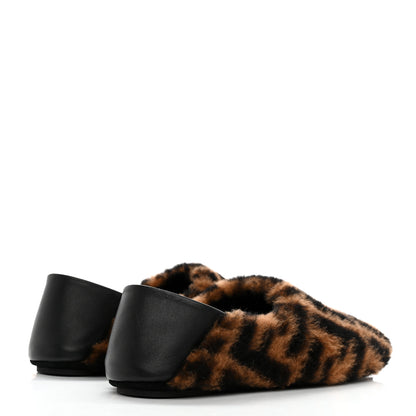 Fendi Shearling Nappa FF Slippers 37 Tobacco Black 4 of 10