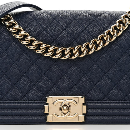 Chanel Caviar Quilted Medium Boy Flap Navy 8 of 15