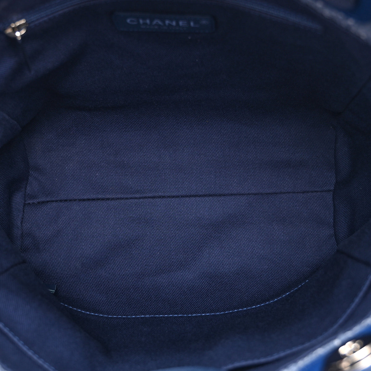 Woven Straw Raffia Mini Deauville Tote Blue