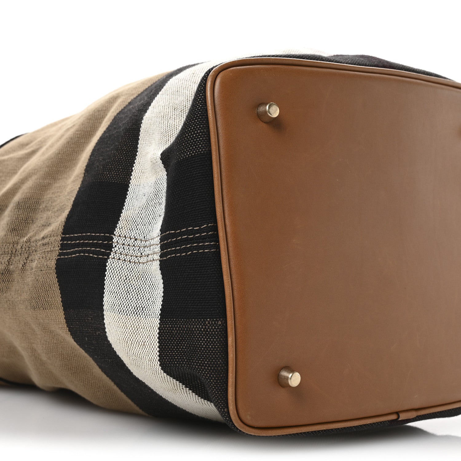 Burberry Grainy Calfskin Canvas Mega Check Medium Ashby Tassel Hobo Saddle Brown 10 of 14