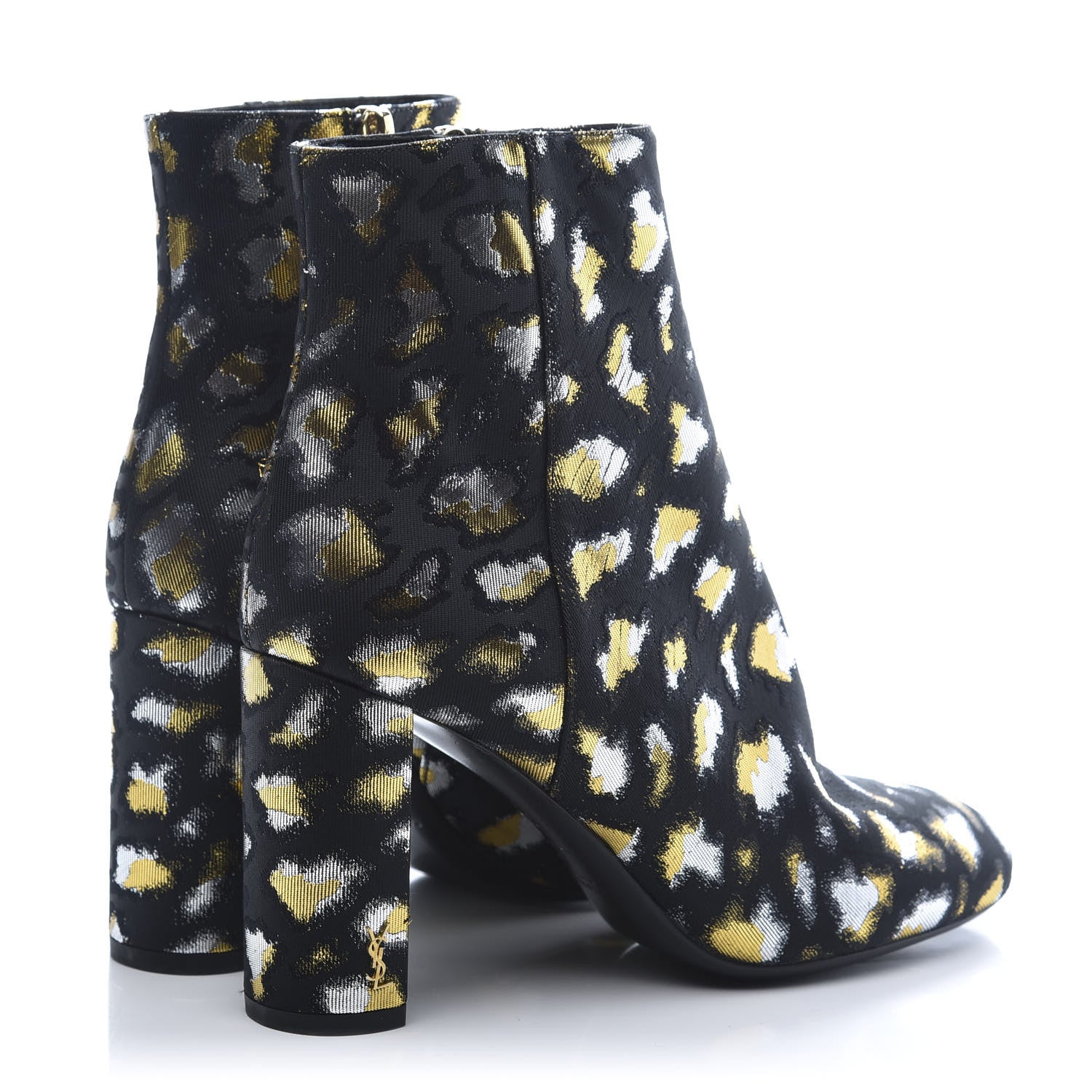 Saint Laurent Jacquard Leopard Loulou Ankle Boots 37 Oro 4 of 8