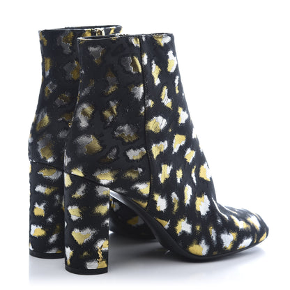 Saint Laurent Jacquard Leopard Loulou Ankle Boots 37 Oro 4 of 8
