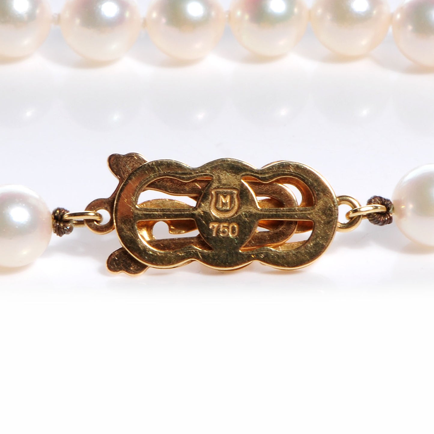 18k Gold Cultured Akoya 6mm Pearl Strand Necklace 20