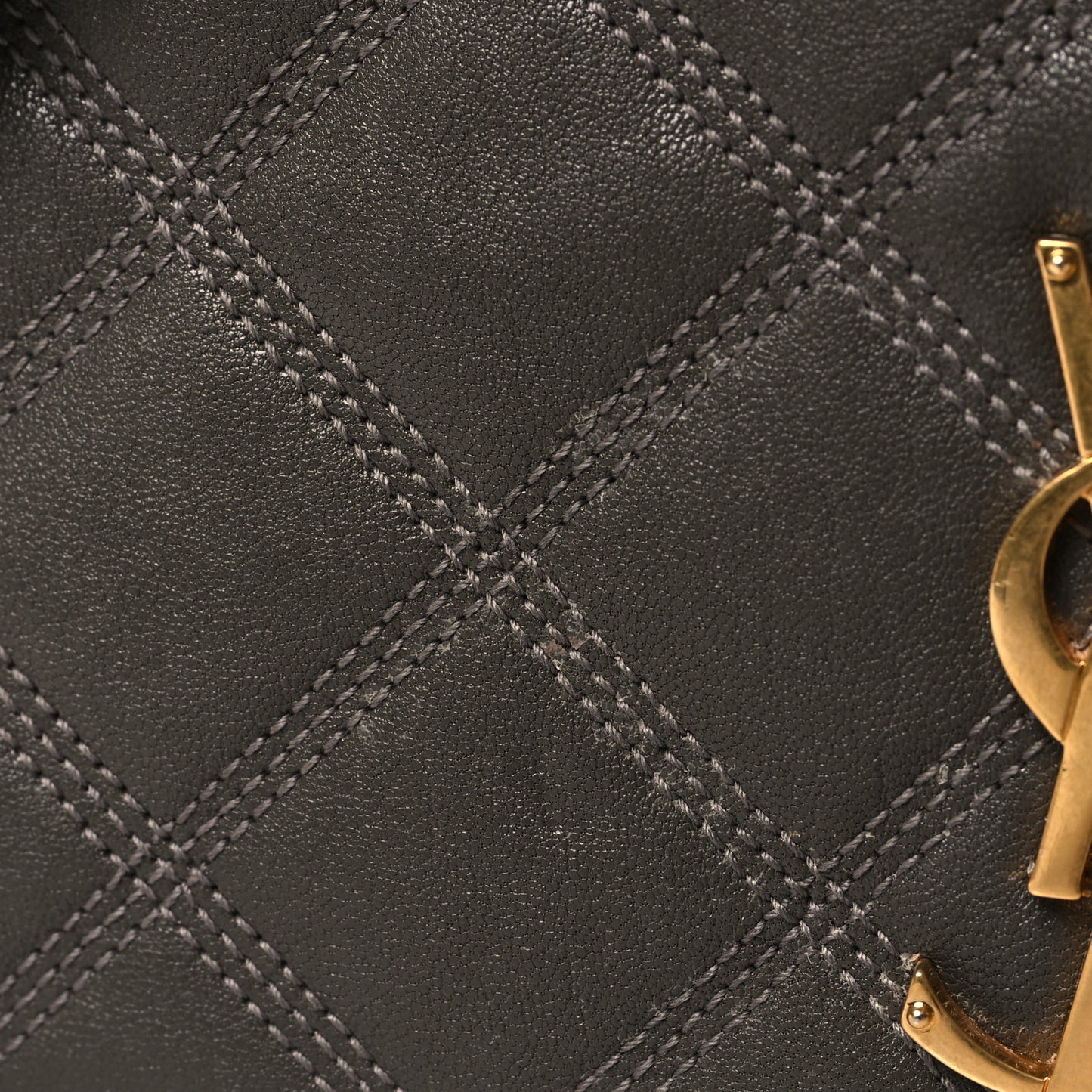 Lambskin Quilted Mini Becky Chain Bag Grey Kaki